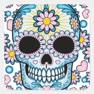 Colorful Sugar Skull Square Sticker