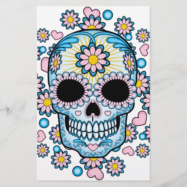 Colorful Sugar Skull Stationery (Front)