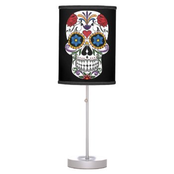 Colorful Sugar Skull Table Lamp by bestgiftideas at Zazzle
