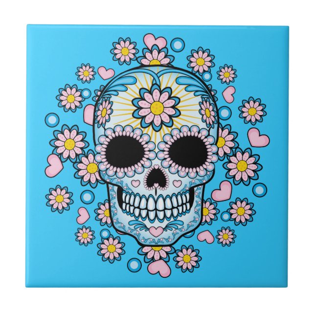 Colorful Sugar Skull Tile (Front)