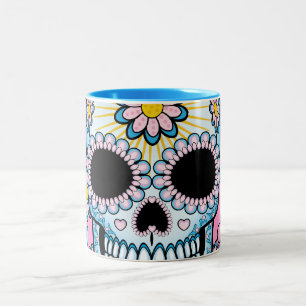 Colorful Sugar Skull Two-Tone Coffee Mug