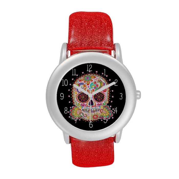 Colorful Sugar Skull Watch   Day of the Dead