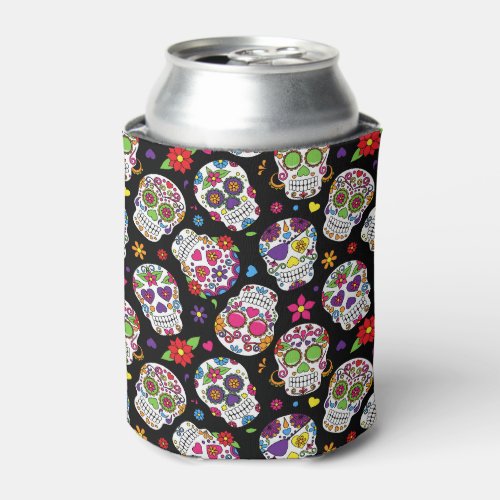 Colorful Sugar Skulls Can Cooler