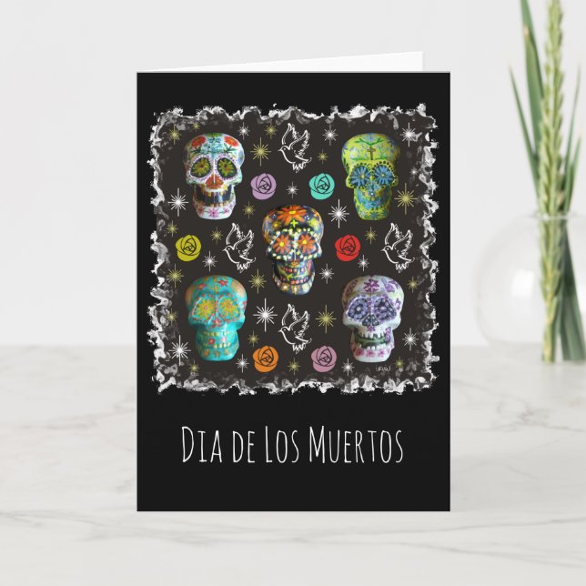 Colorful Sugar Skulls Card (Front)