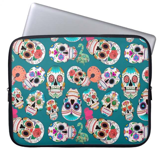 Colorful Sugar Skulls Laptop Sleeve (Front)