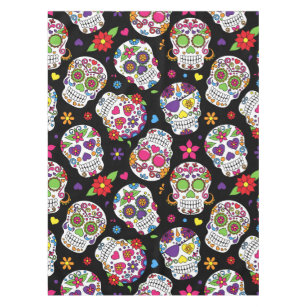 Table Cloth Folkloric Skull Day of the Dead D\u00eda de los Muertos Sugar Skulls Table Linens Napkins Table Runner Alter Cloth