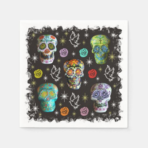 Colorful Sugar Skulls Paper Napkins