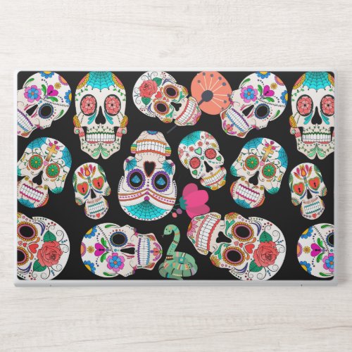 Colorful Sugar Skulls Pattern HP Laptop Skin