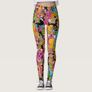 Colorful Sugar Skulls Pattern Leggings