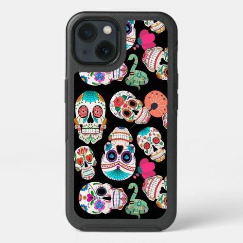 Colorful Sugar Skulls Pattern iPhone 13 Case