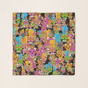 Colorful Sugar Skulls Pattern Scarf