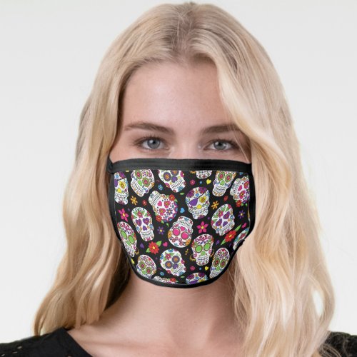 Colorful Sugar Skulls Patterned Face Mask