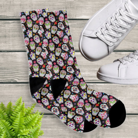 Colorful Sugar Skulls Patterned Socks