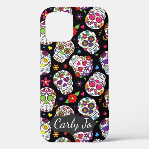 Colorful Sugar Skulls Personalized iPhone 12 Case