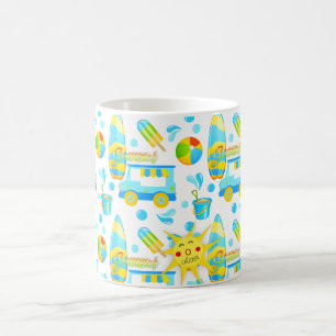 Colorful Summer and Beach Fun Monogrammed Pattern Coffee Mug