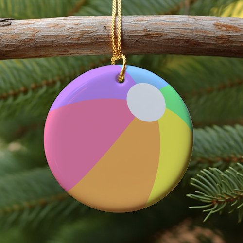 Colorful Summer Beach Ball Circle Ornament