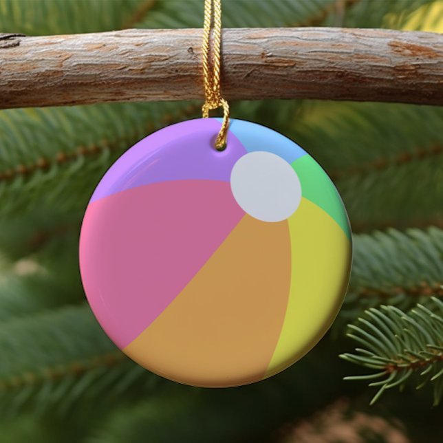 Colorful Summer Beach Ball Circle Ornament (Creator Uploaded)