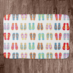 Colorful Summer Beach Flip Flops Bath Mat