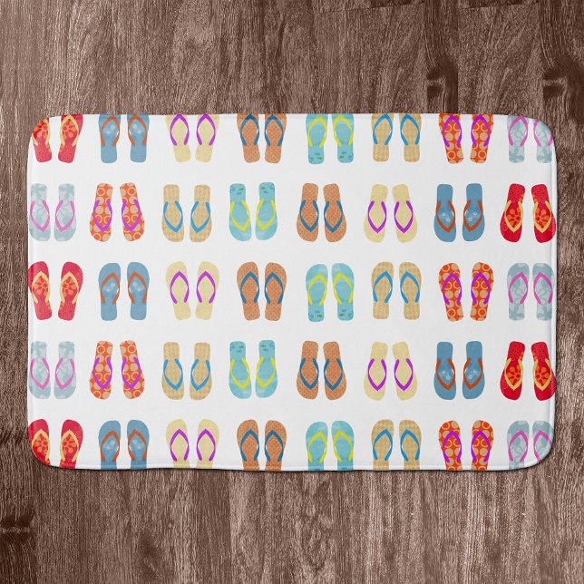 Colorful Summer Beach Flip Flops Bath Mat (Creator Uploaded)