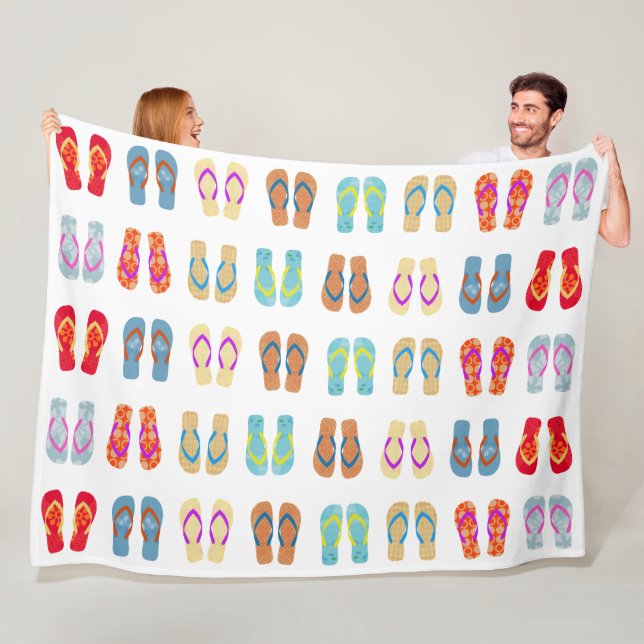 Colorful Summer Beach Flip Flops Beach Blanket (In Situ)