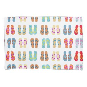 Colorful Summer Beach Flip Flops Beach Pillow Case