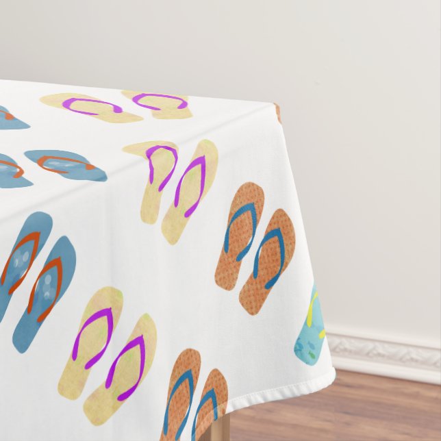 Colorful Summer Beach Flip Flops Table Cloth (In Situ)