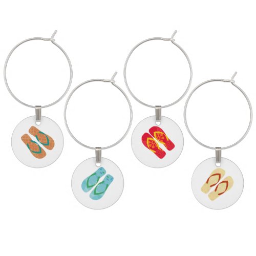 Colorful Summer Beach Flip Flops Wine Charm