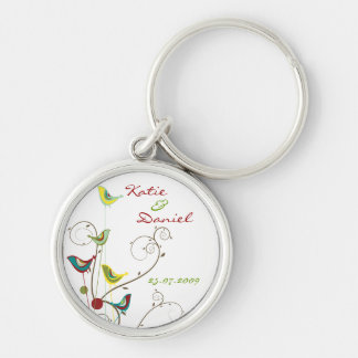 Colorful Summer Bird and Swirls Save-the-Date Keychain