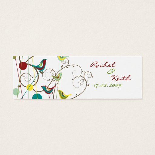 Customizable Colorful Summer Bird &amp; Swirls Gift Tag / Wedding Business Card Templates