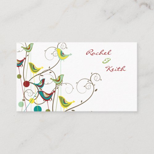 Colorful Summer Bird &amp; Swirls Place Card /Gift Tag Business Card Template