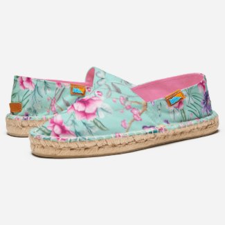 Colorful Summer Boho Chic Floral Patten - Aqua Espadrilles