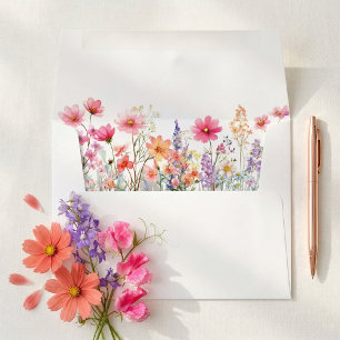 Colorful Summer Boho Wildflower Wedding Envelope