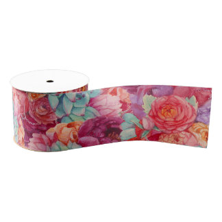 Colorful Summer bouquet Grosgrain Ribbon