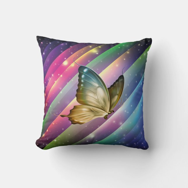 Colorful Summer Butterfly Throw Pillow (Front)