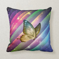 Colorful Summer Butterfly Throw Pillow