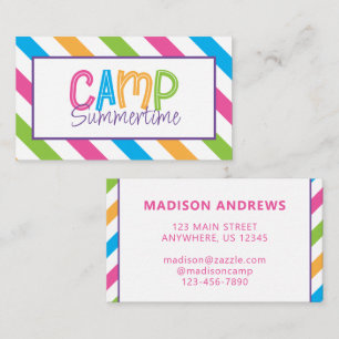 Colorful Summer Camp Personalized Contact Cards