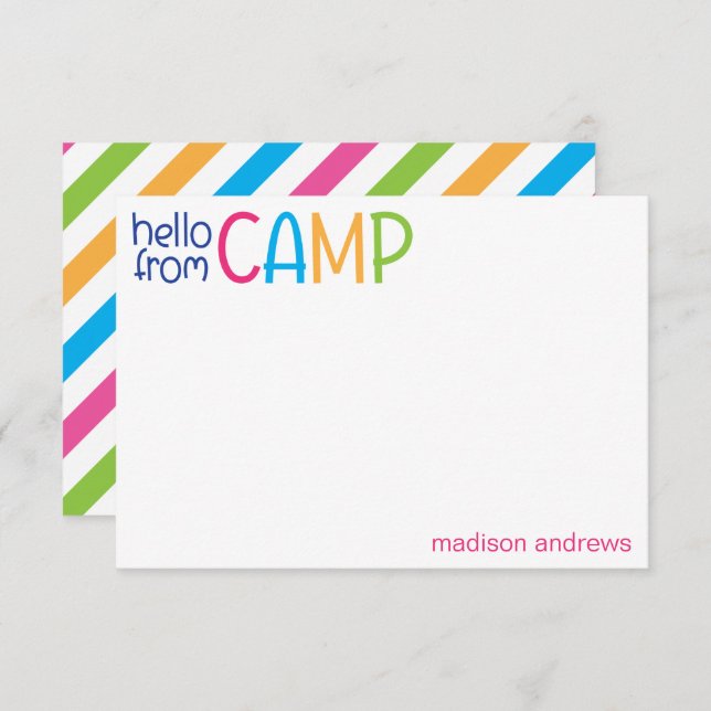 Colorful Summer Camp Personalized Note Cards (Front/Back)