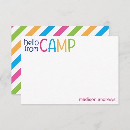 Colorful Summer Camp Personalized Note Cards