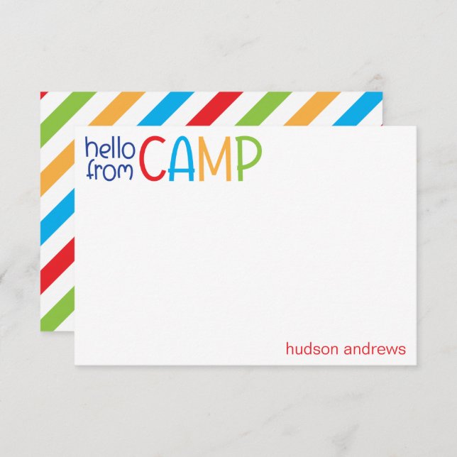 Colorful Summer Camp Personalized Note Cards (Front/Back)