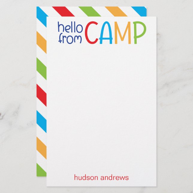 Colorful Summer Camp Personalized Stationery (Front/Back)