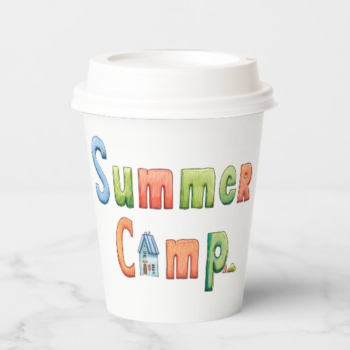 Colorful Summer Camp Text for Outdoor Adventure Paper Cups