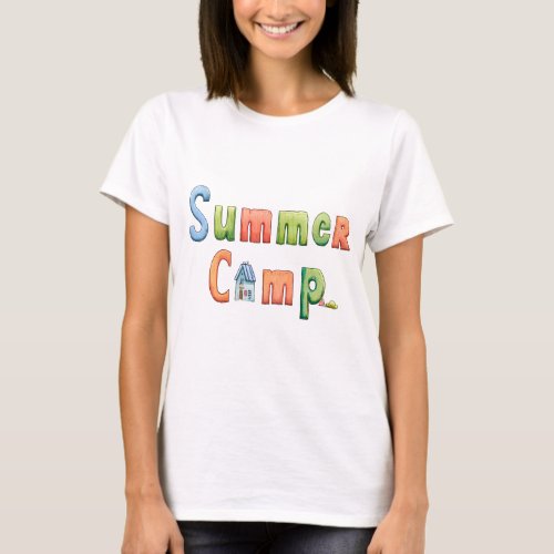 Colorful Summer Camp Text for Outdoor Adventure T-Shirt