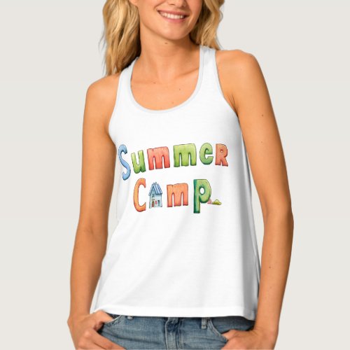 Colorful Summer Camp Text for Outdoor Adventure Tank Top