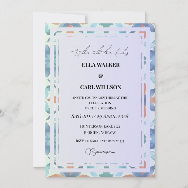 Colorful Summer Chic Wedding Invitation (Front)