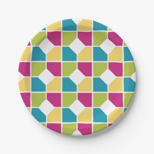 Colorful  SUMMER COLORS  Quadrants  Geometric Paper Plates