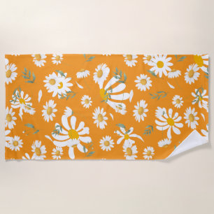 Colorful Summer Daisies Floral Beach Towel