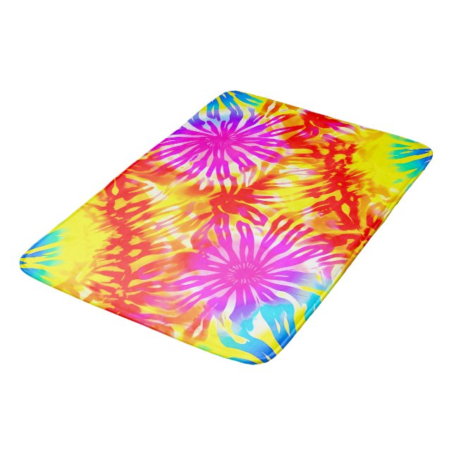 COLORFUL SUMMER DESIGN TIE-DYE  BATH MAT (Angled)