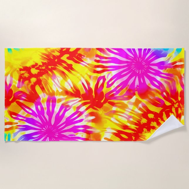 COLORFUL SUMMER DESIGN TIE-DYE  BEACH TOWEL (Front)