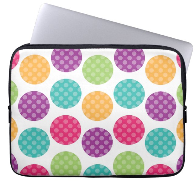Colorful Summer Dots Pattern Laptop Sleeve (Front)