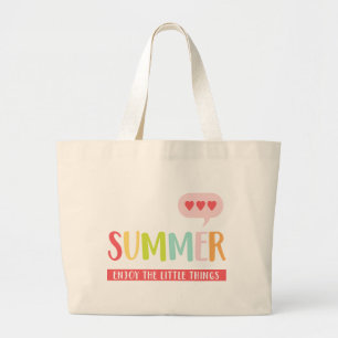 Colorful SUMMER Enjoy The Little Things Word Art Large Tote Bag